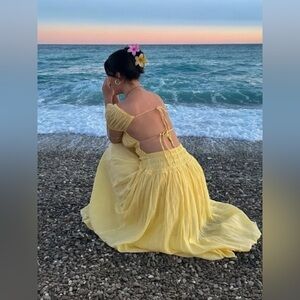 Free People Yellow Maxi Dress with Open Back